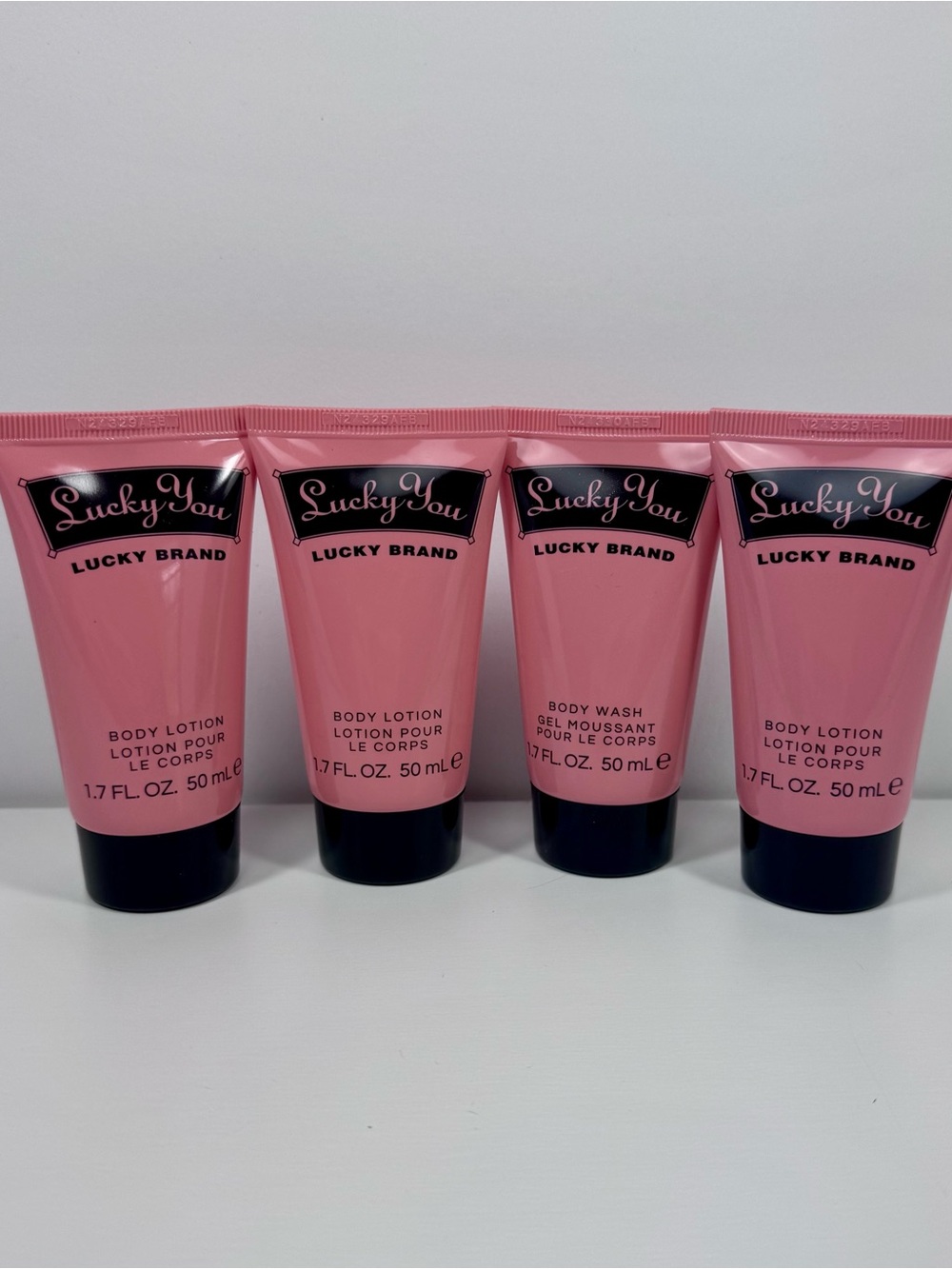 Lucky You Pink Body Lotion & Wash Travel Set -  NEW 3 Lotion & 1 Wash